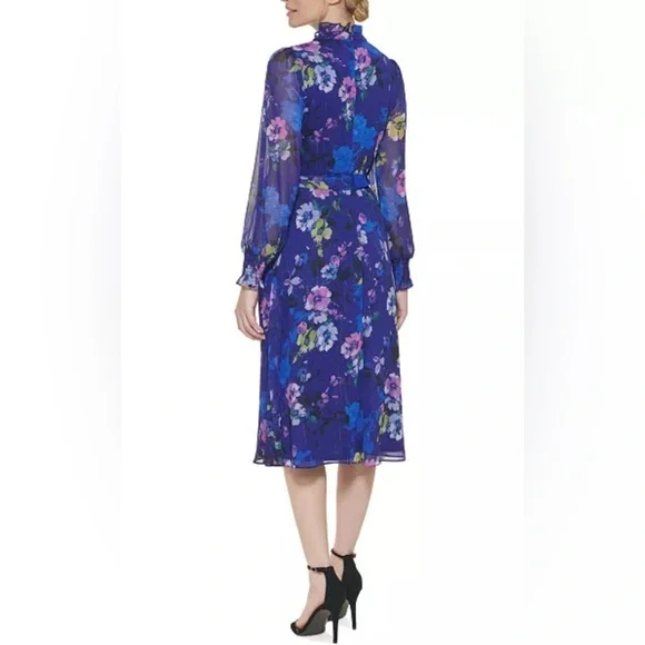 Jessica Howard NWT Blue and Pink Long Sleeve V-Neck Sundress Size 18W - Picture 3 of 10